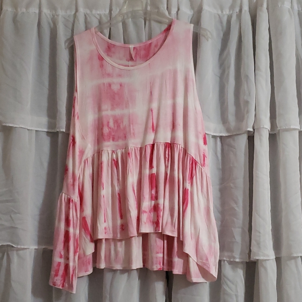 Pink Tie Dye Trapeze High-low Top